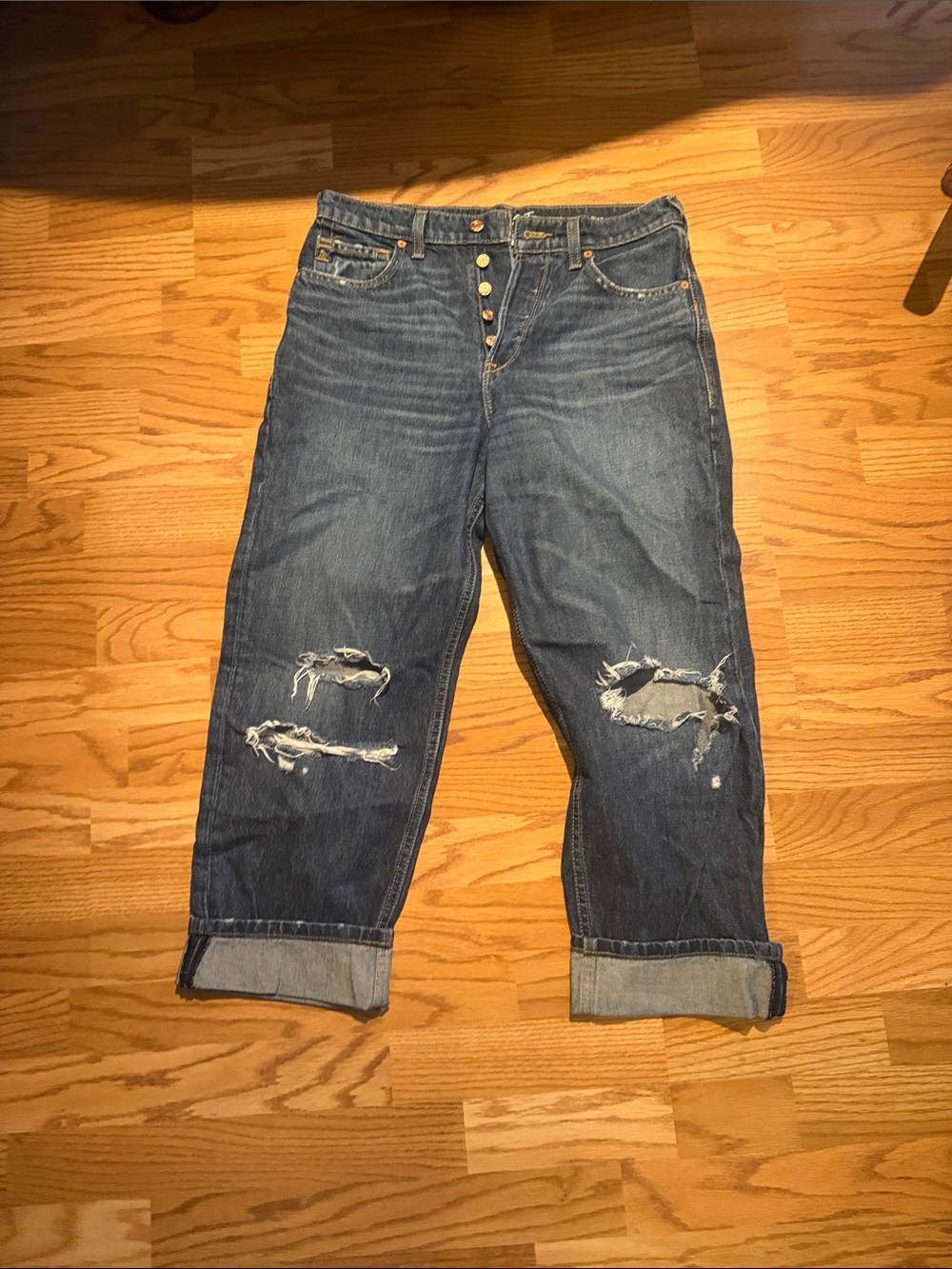 Ariat Distressed Dark Blue Boyfriend Cropped Jeans